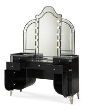 Load image into Gallery viewer, Hollywood Swank Upholstered Vanity in Black Iguana
