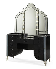 Load image into Gallery viewer, Hollywood Swank Upholstered Vanity in Black Iguana
