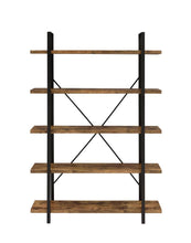 Load image into Gallery viewer, Cole 5-Shelf Bookcase Antique Nutmeg and Black
