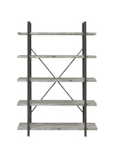 Load image into Gallery viewer, Cole 5-Shelf Bookcase Grey Driftwood and Gunmetal
