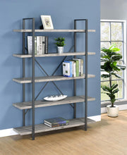 Load image into Gallery viewer, Cole 5-Shelf Bookcase Grey Driftwood and Gunmetal
