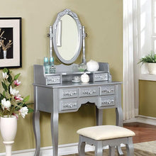 Load image into Gallery viewer, Harriet Silver Vanity w/ Stool
