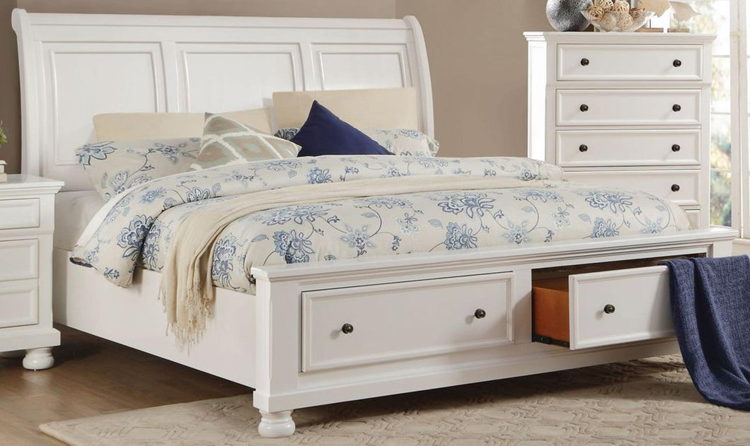 Laurelin Queen Sleigh Platform Storage Bed in White 1714W-1 image