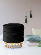 Load image into Gallery viewer, Revolve Black Velvet Ottoman/Stool
