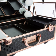 Load image into Gallery viewer, SLAYCASE® XL VANITY TRAVEL CASE IN BLACK &amp; ROSE GOLD STUDDED
