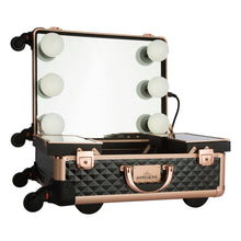 Load image into Gallery viewer, SLAYCASE® XL VANITY TRAVEL CASE IN BLACK &amp; ROSE GOLD STUDDED
